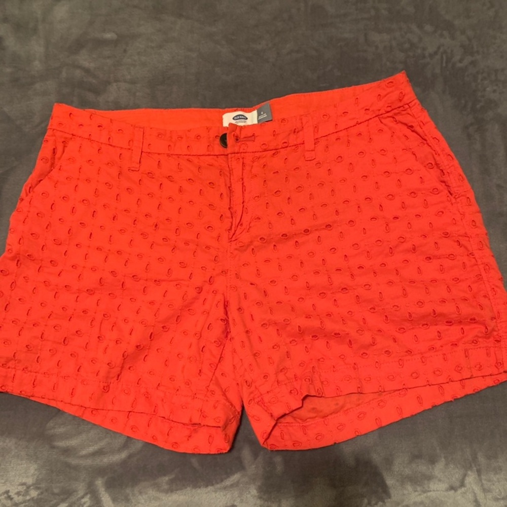 Bright Orange Keyhole Shorts, Old Navy